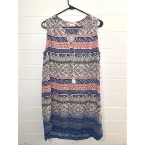 beachlunchlounge Agra Sleeveless Shift Dress Size Large, Hi Lo Hem, Multicolored